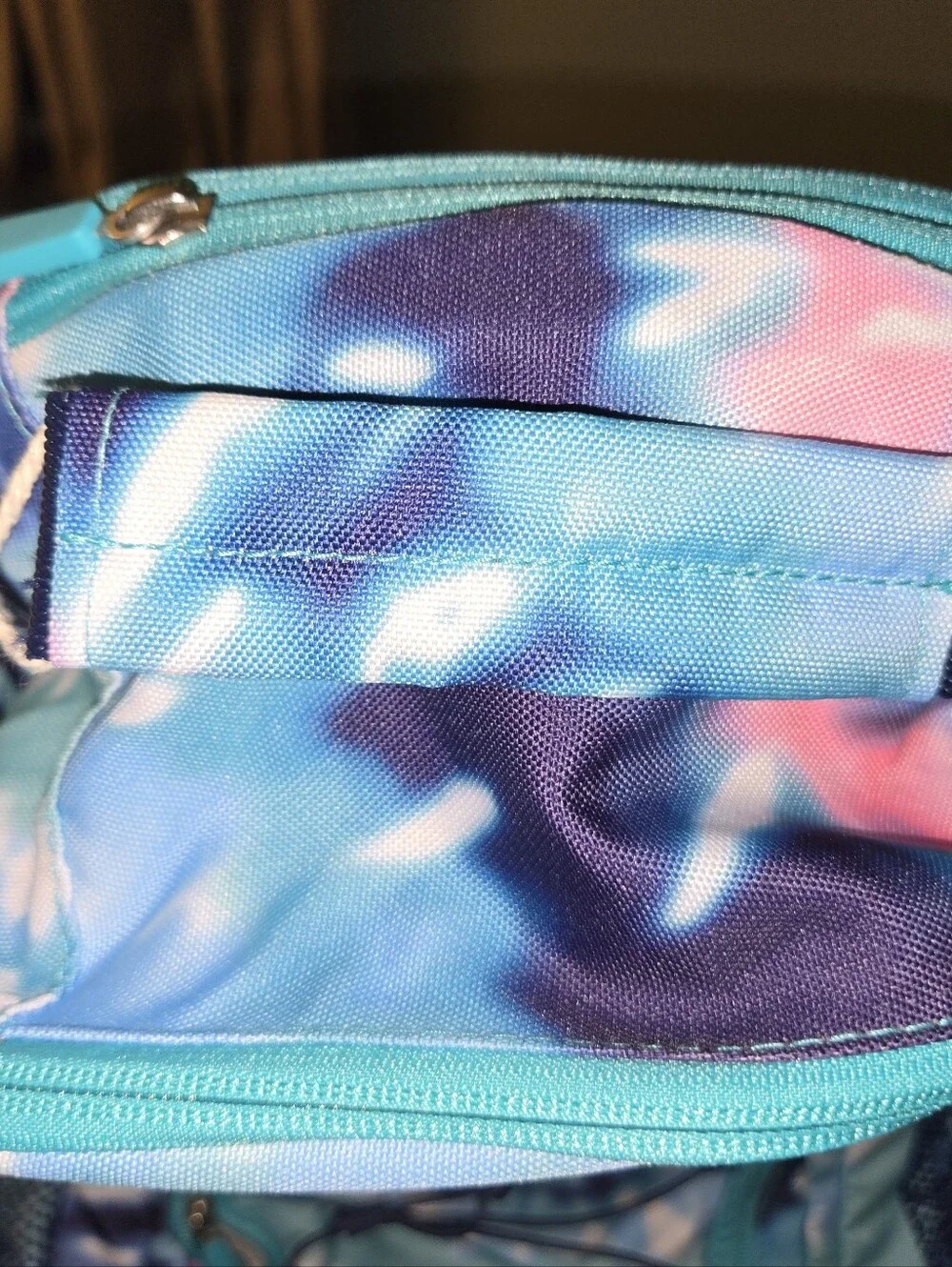 Pottery Barn Teen Tie-Dye Blue Rolling Backpack with Turquoise Accents
